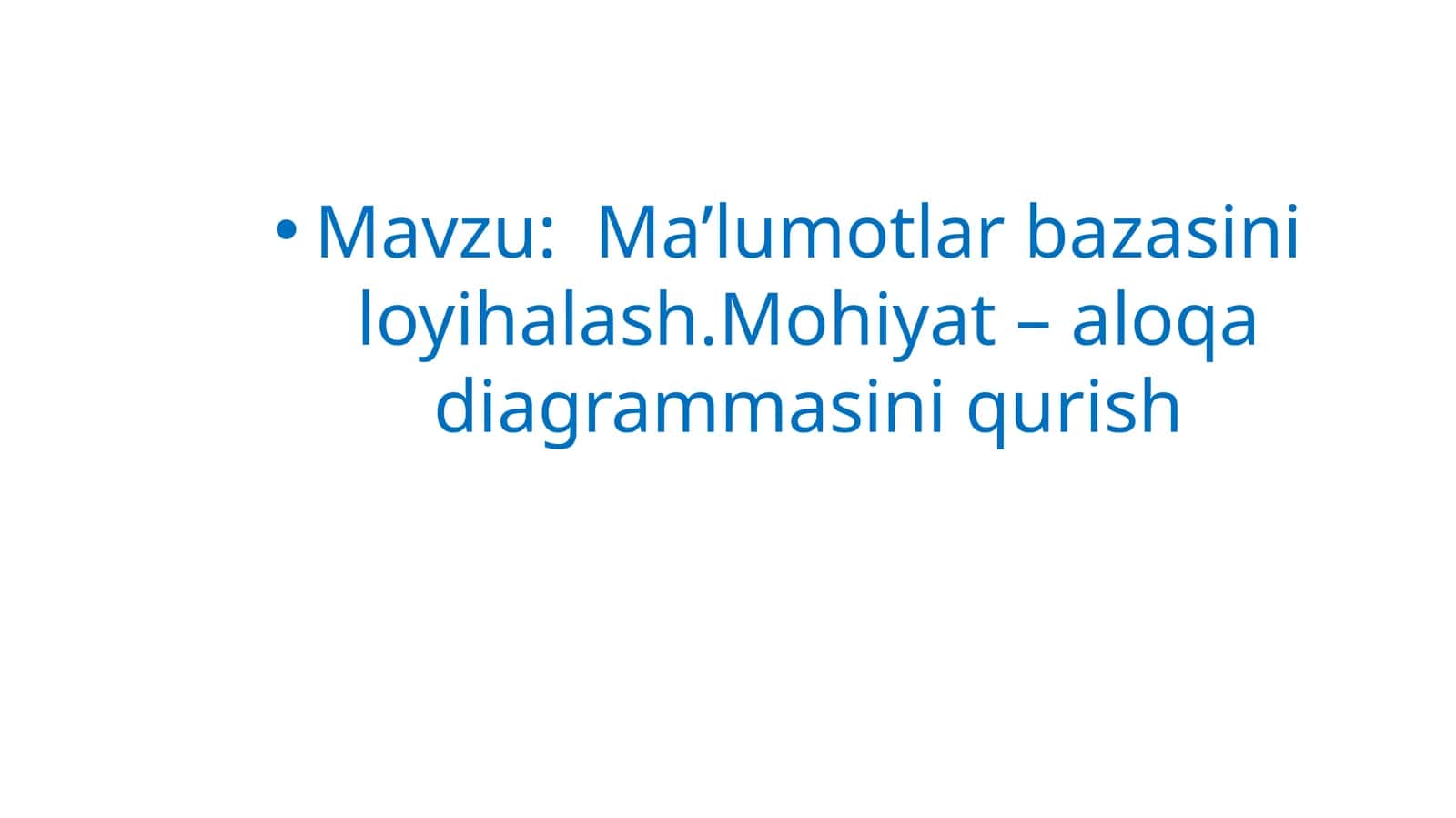 Ma’lumotlarbazasini loyihalash modeli