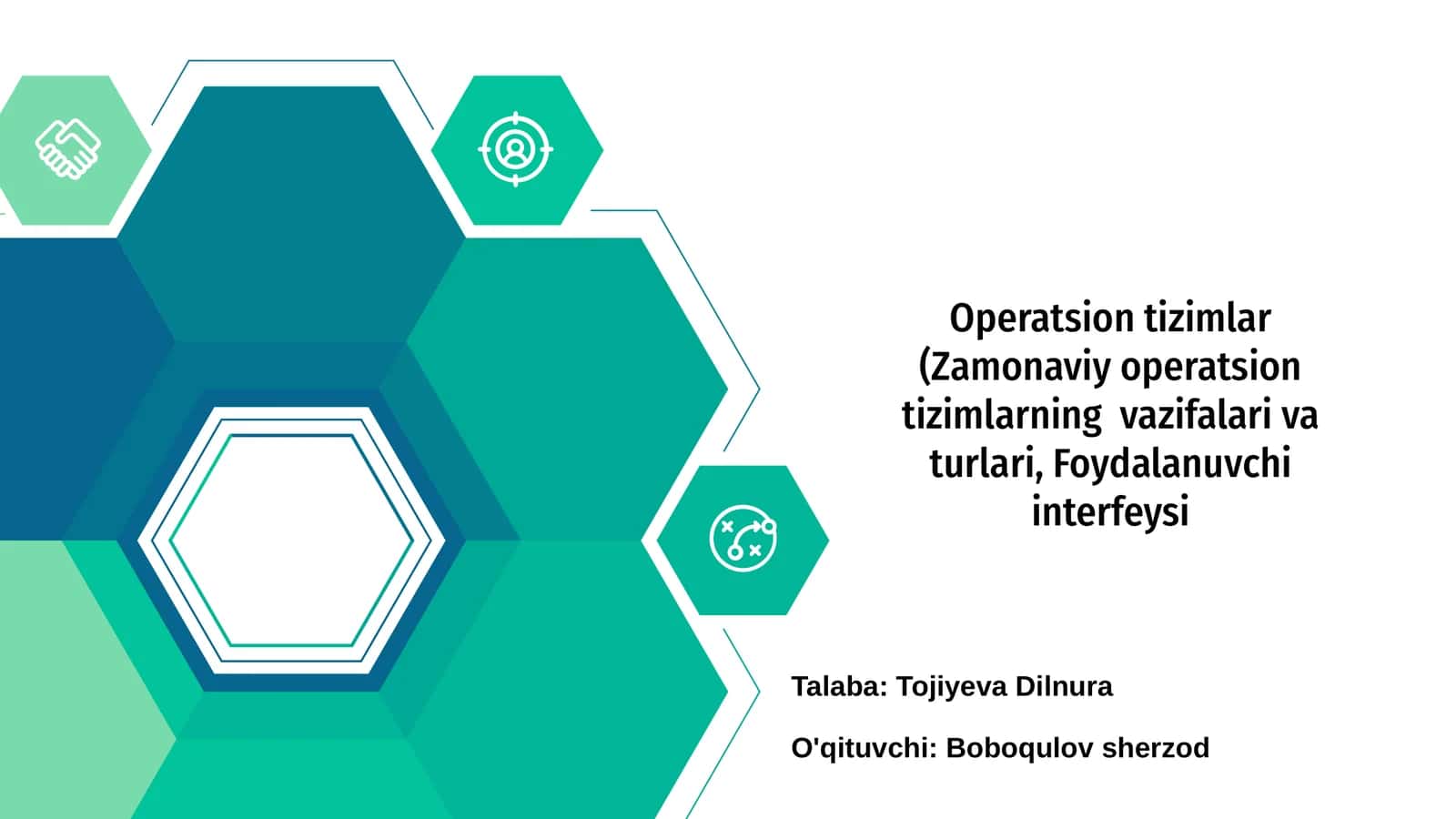 Operatsion tizimlar (Zamonaviy operatsion tizimlarning vazifalari va turlari, Foydalanuvchi interfeysi)