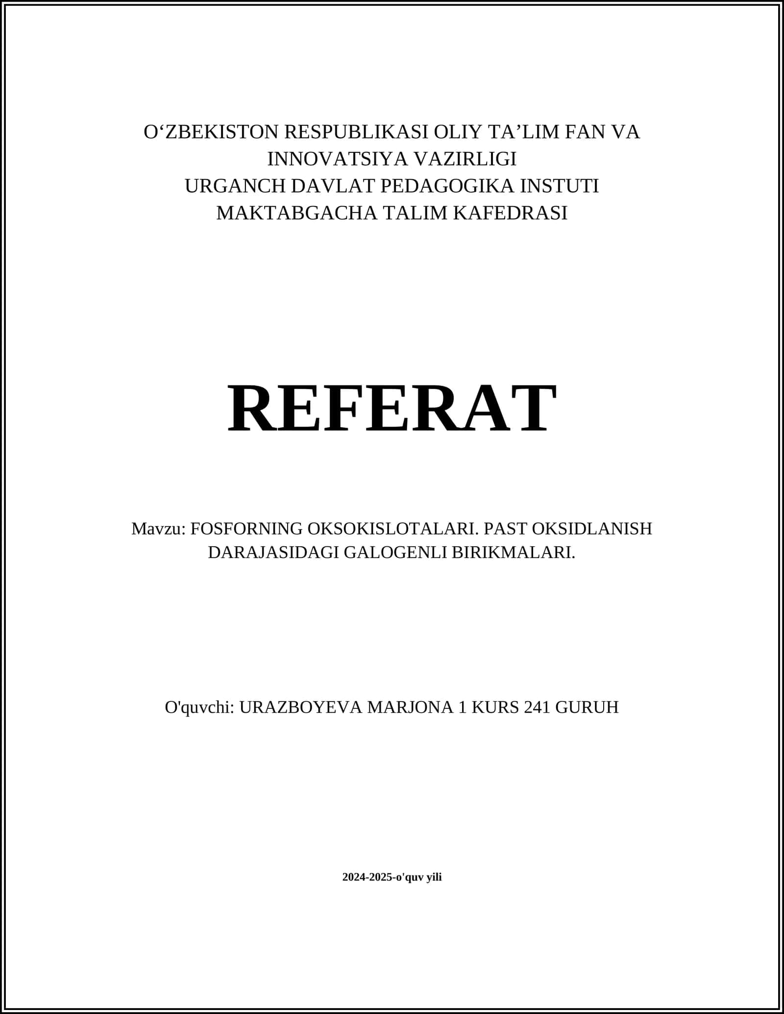 FОSFОRNING ОKSОKISLОTALARI