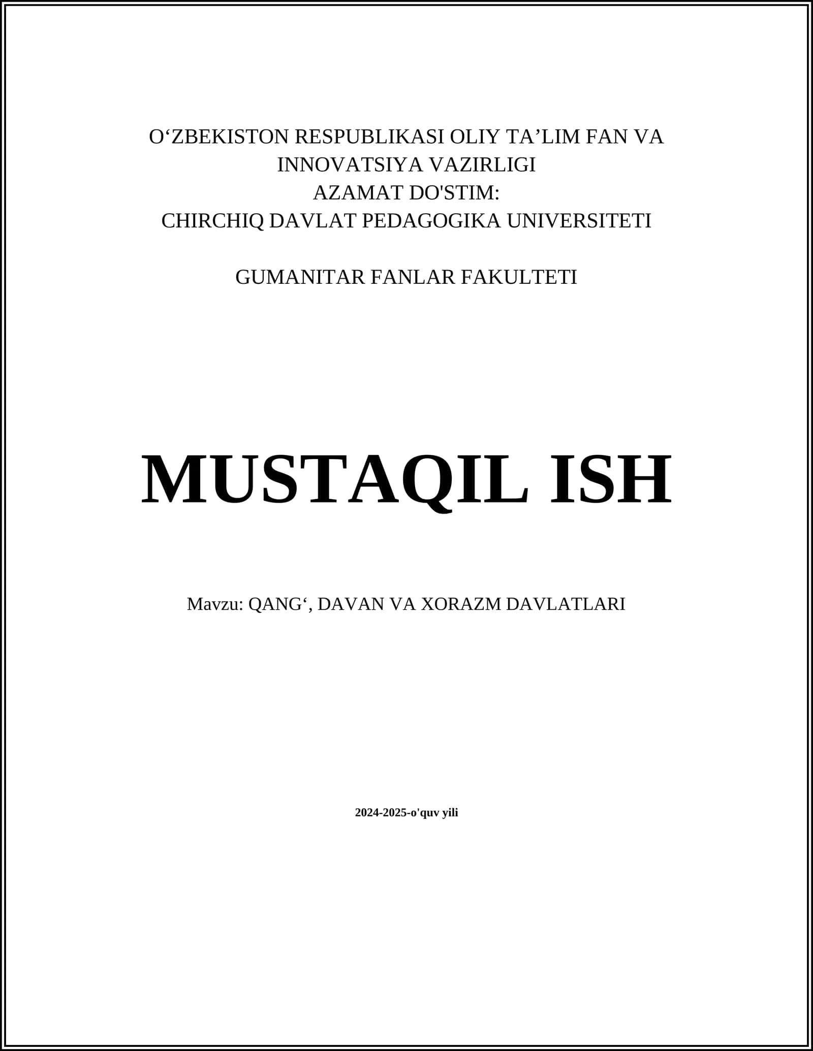 QANG‘ DAVLATI TARIXI
