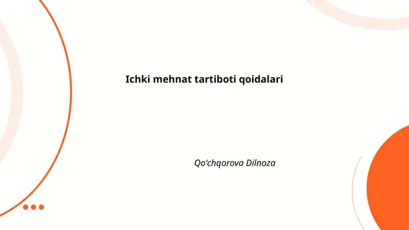 Ichki mehnat tartiboti qoidalari