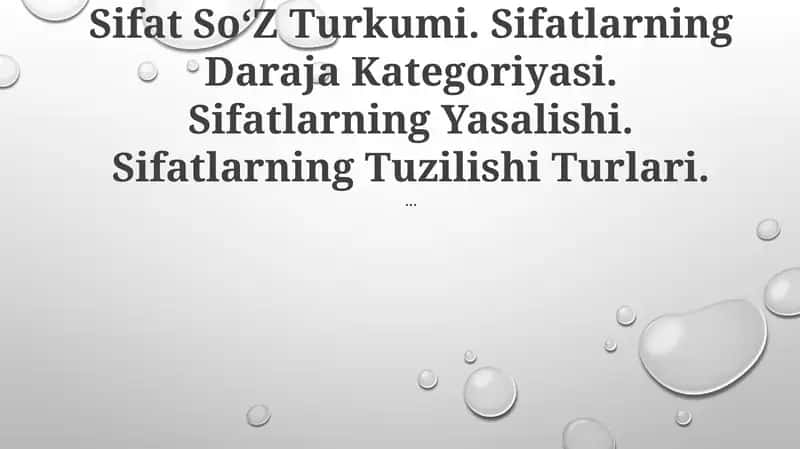 Sifatli So‘z Turkumi