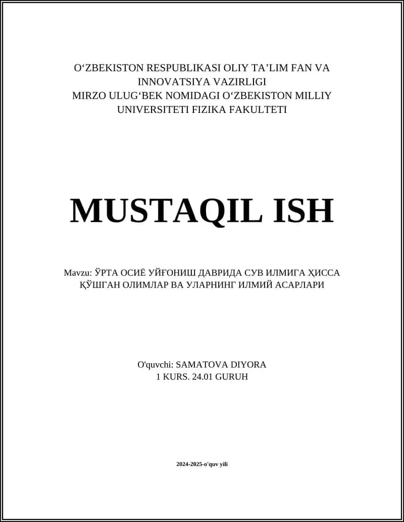 МУСТАҚИЛ ИШ