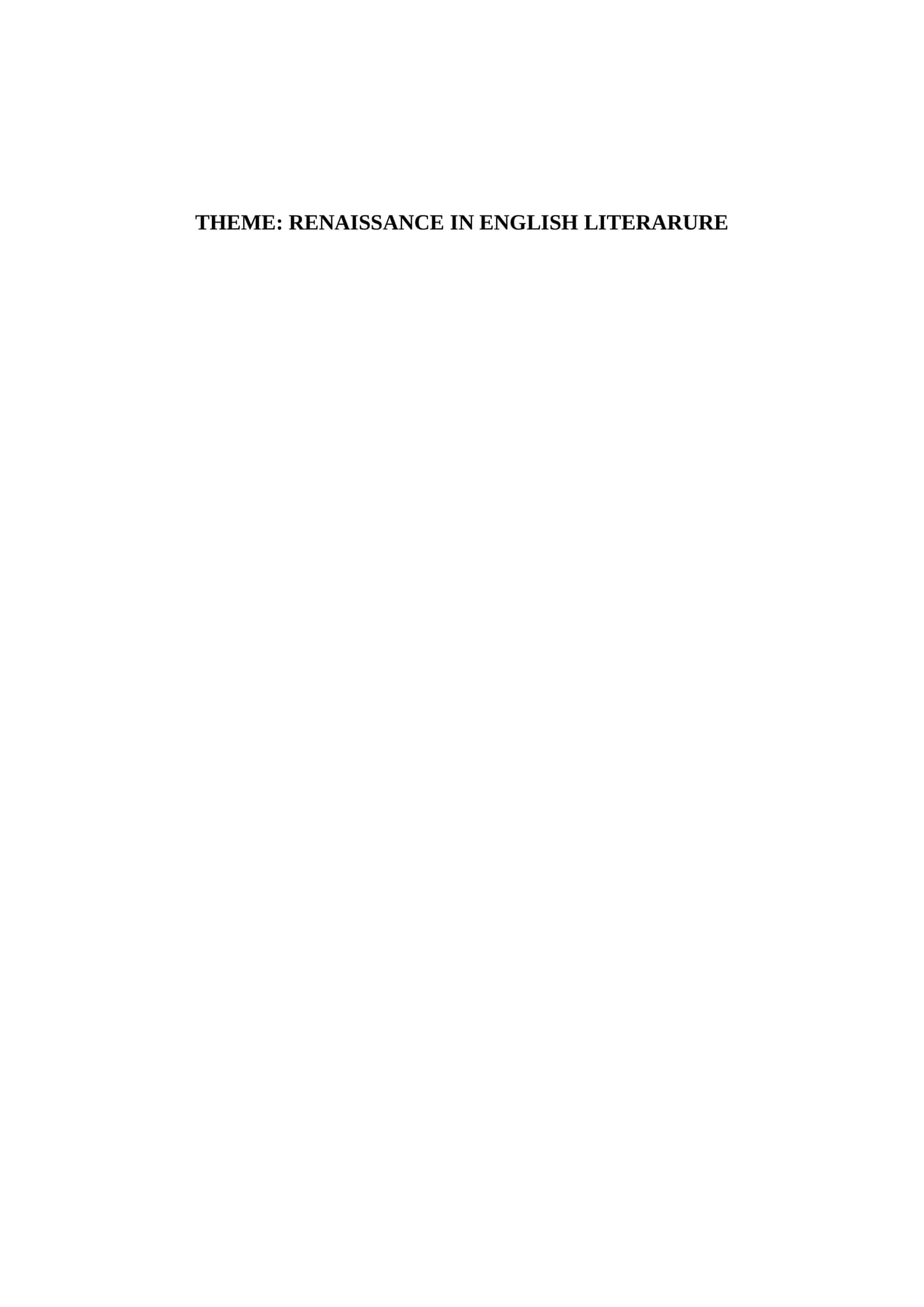 RENAISSANCE IN ENGLISH LITERARURE