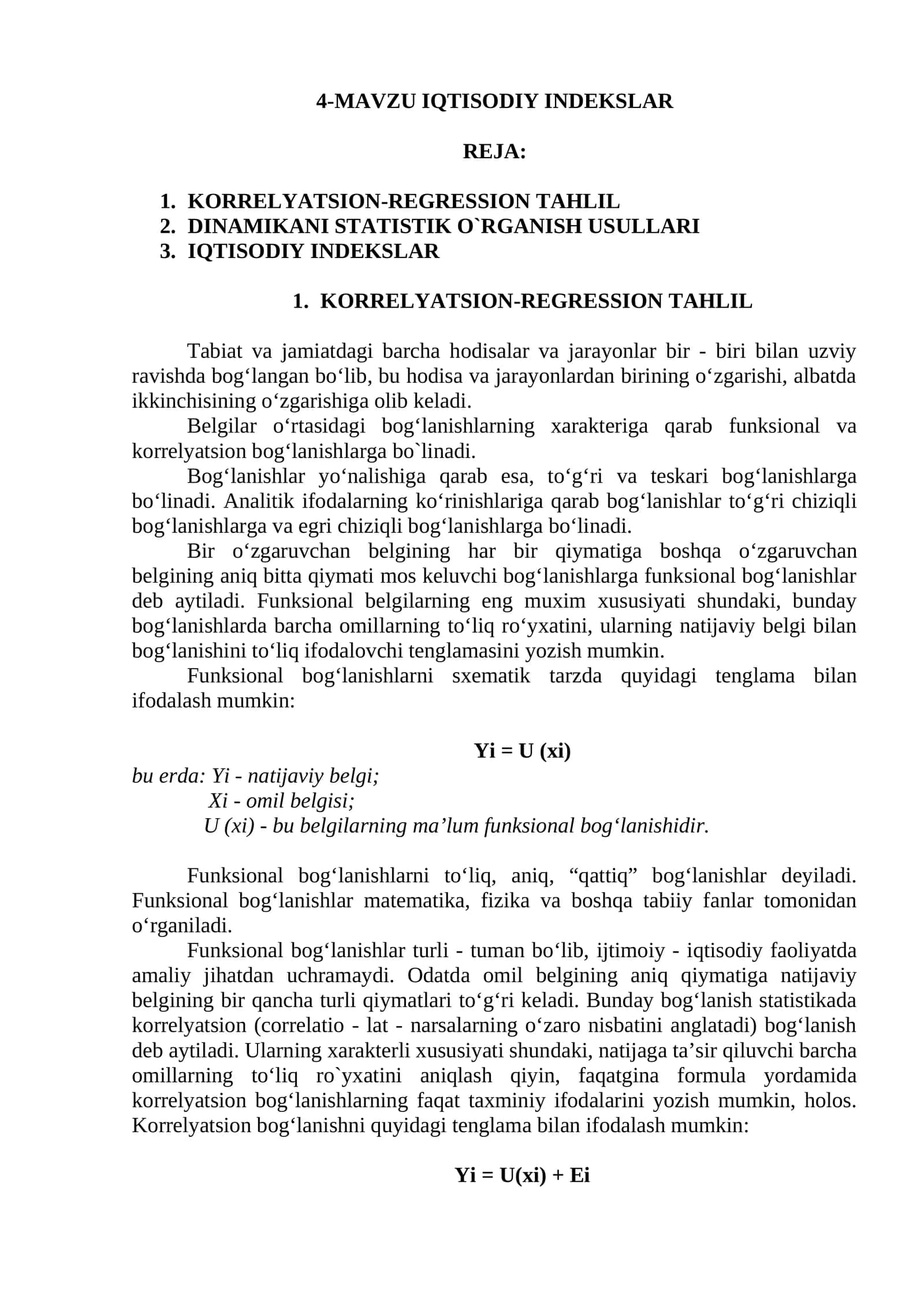 IQTISODIY INDEKSLAR