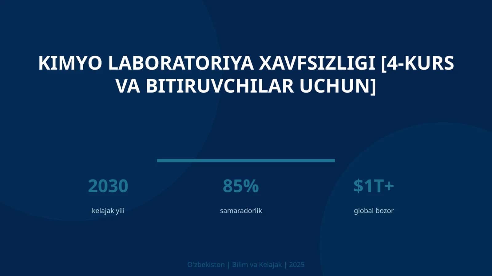 Kimyo laboratoriya xavfsizligi [4-kurs va bitiruvchilar uchun]