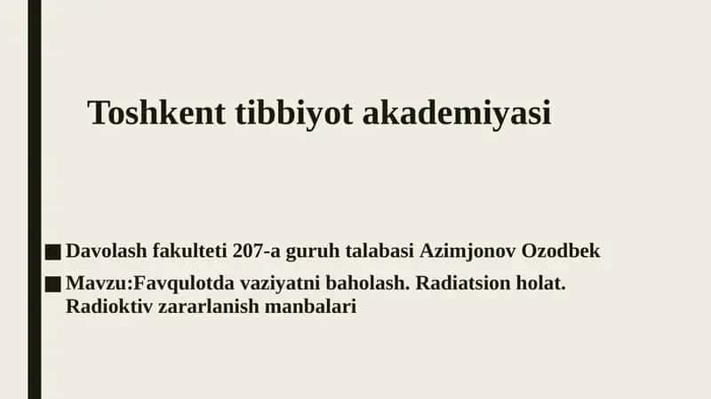 Toshkent Tibbiyot Akademiyasi Davolash Fakulteti