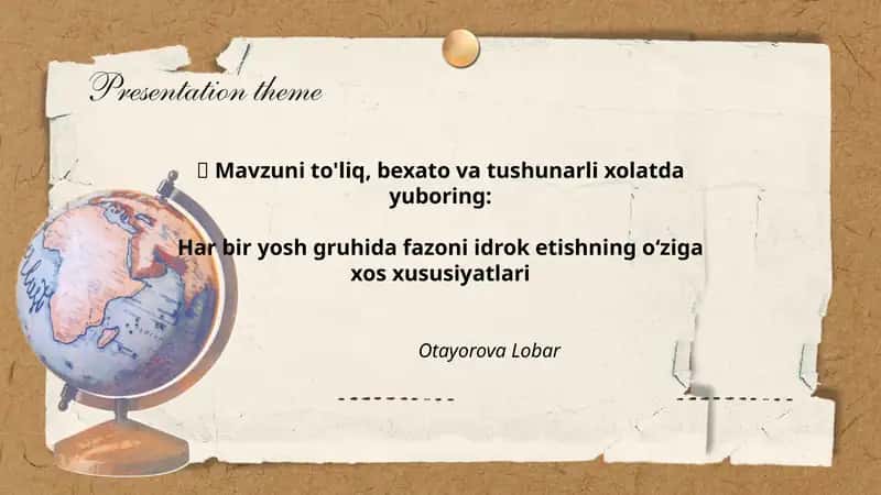 Fazoni idrok etishning xususiyatlari
