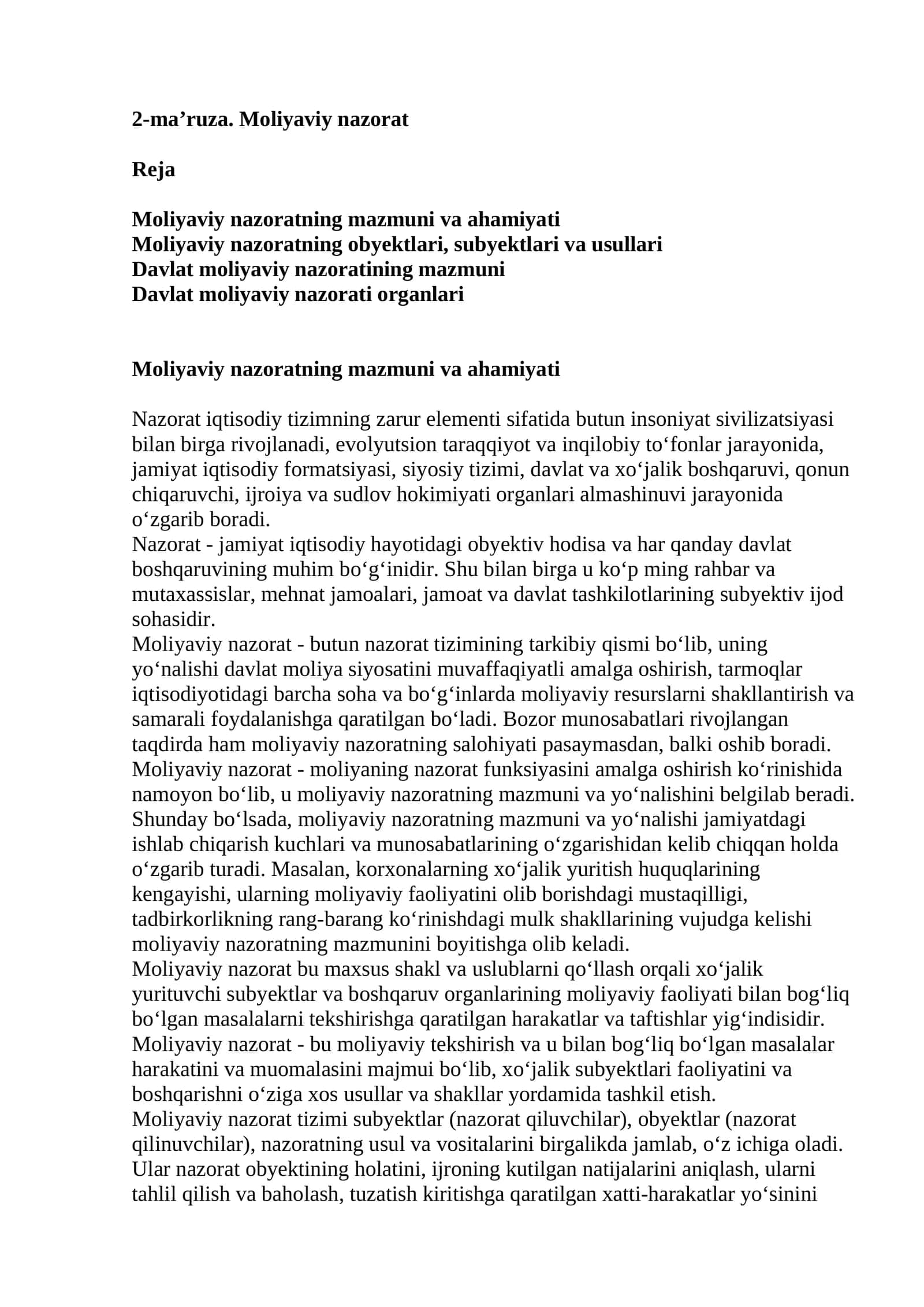 Moliyaviy nazorat
