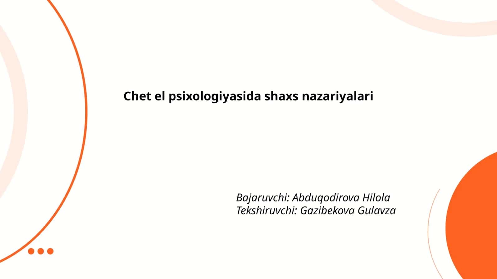 Chet el psixologiyasida shaxs nazariyalari