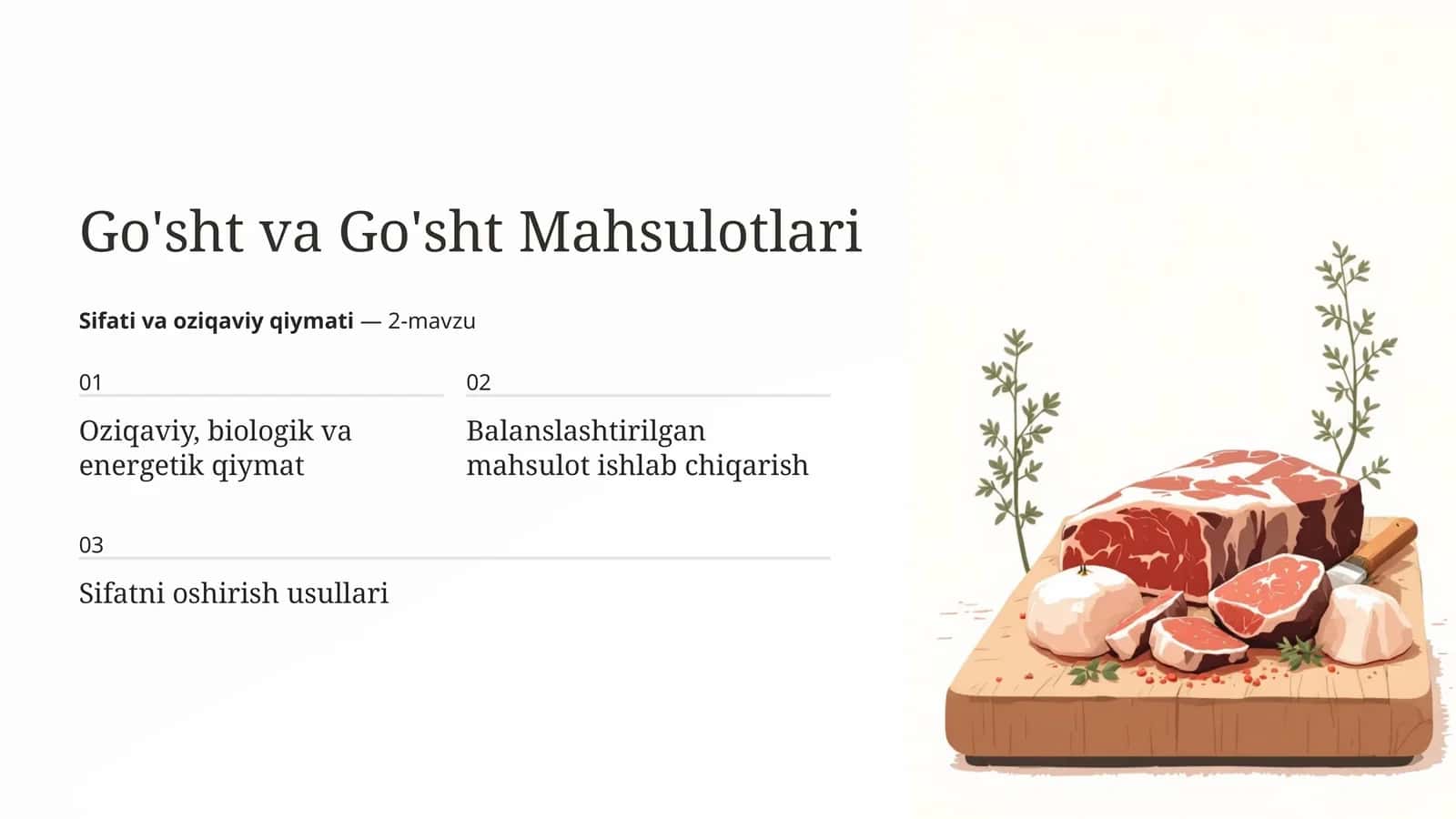 Go'sht va Go'sht Mahsulotlari