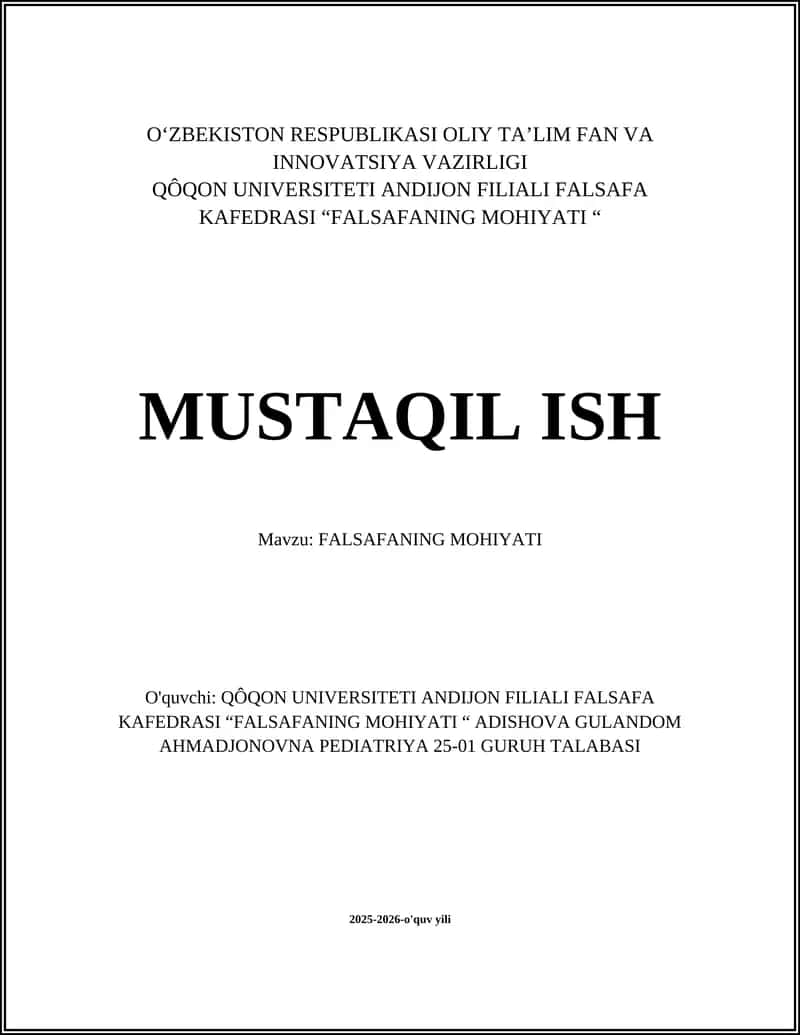 Falsafaning Mohiyati