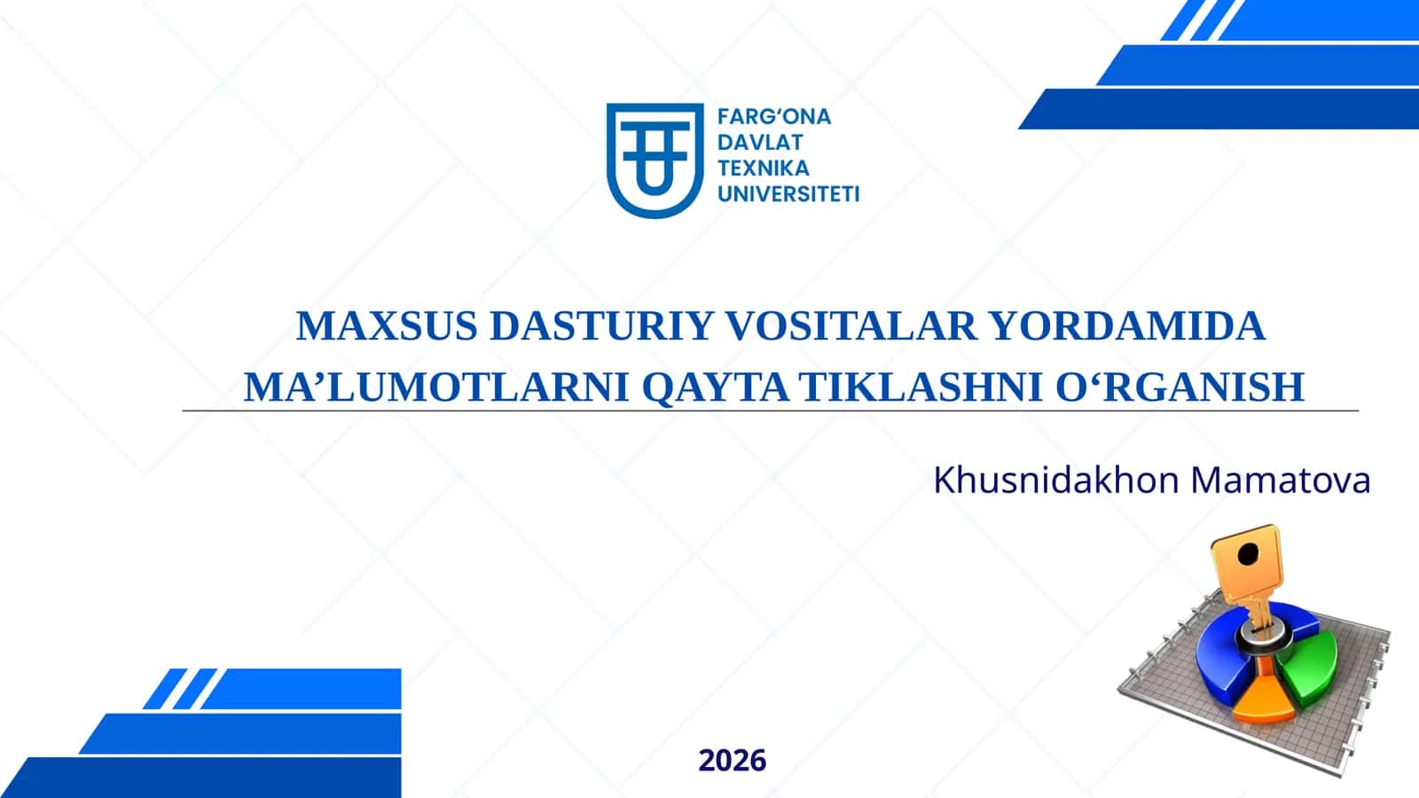 MAXSUS DASTURIY VOSITALAR YORDAMIDA MA’LUMOTLARNI QAYTA TIKLASHNI O‘RGANISH