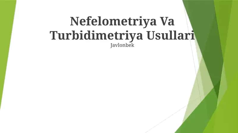 Nefelometriya Va Turbidimetriya Usullari