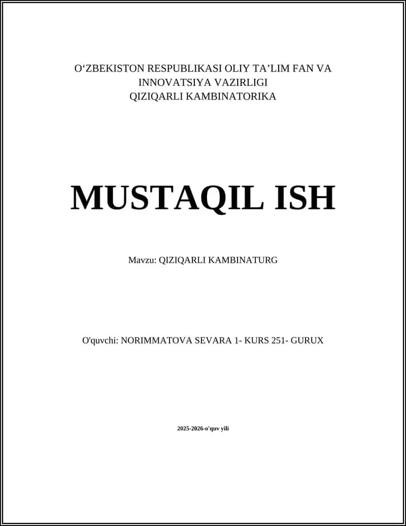 QIZIQARLI KAMBINATURG