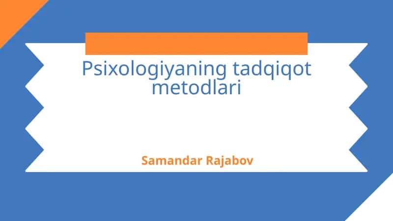 Psixologiyaning tadqiqot metodlari