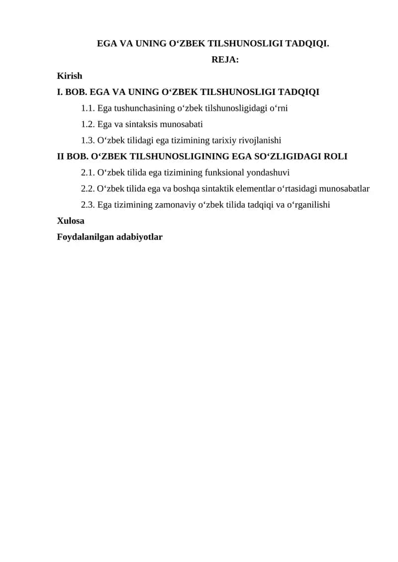 EGA VA UNING O‘ZBEK TILSHUNOSLIGI TADQIQI