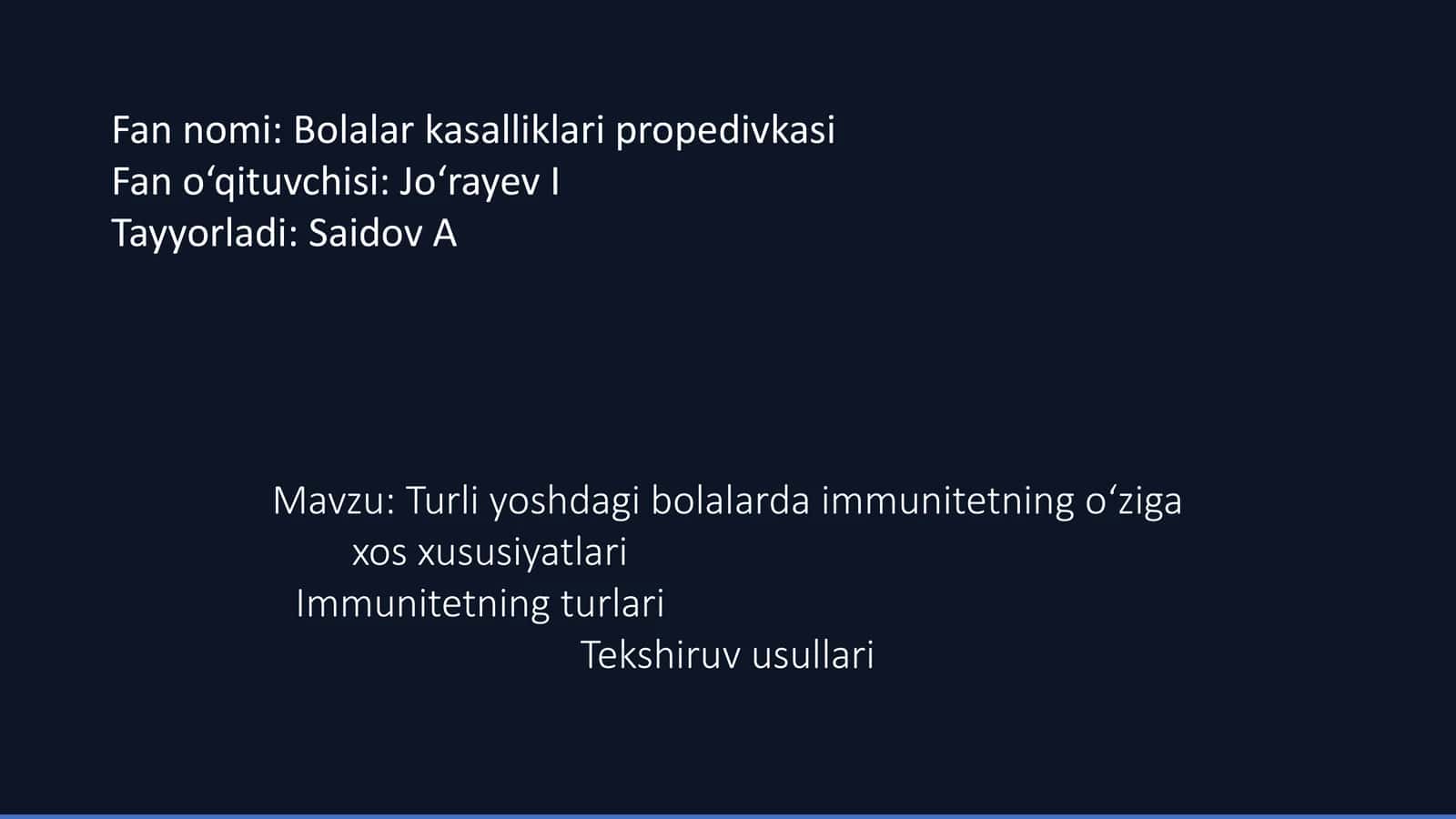 Immunitetning o'ziga xos xususiyatlari
