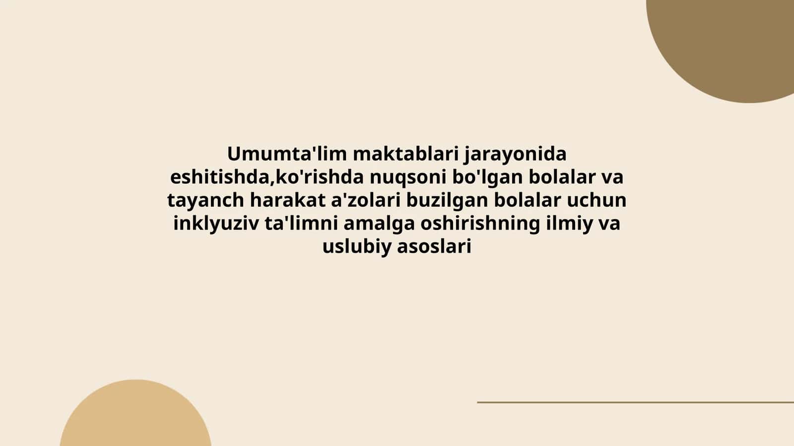Inklyuziv ta'limni amalga oshirishning ilmiy va uslubiy asoslari
