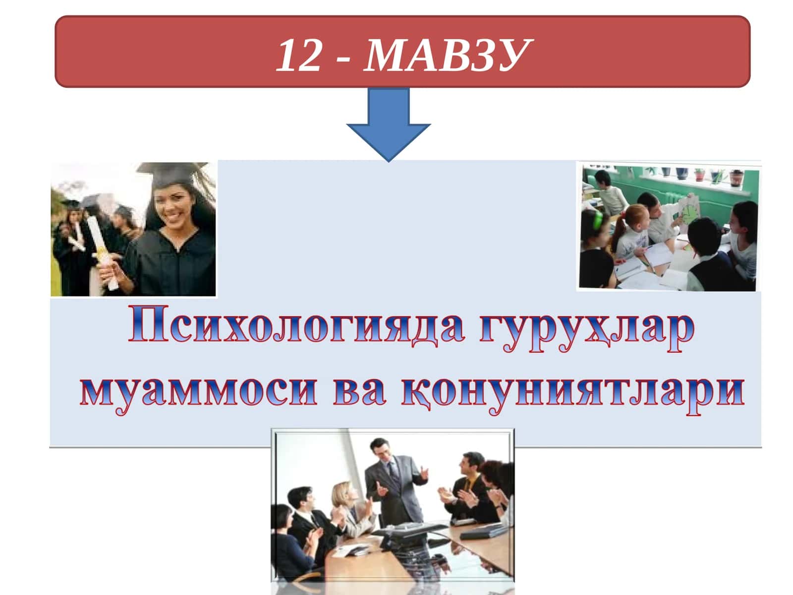 Гуруҳларнинг турлари.Кичик гуруҳлар психологияси