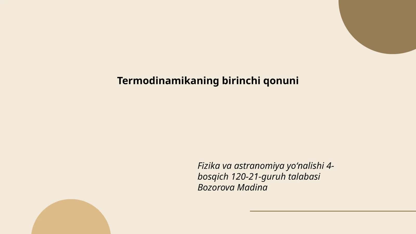 Termodinamikaning birinchi qonuni