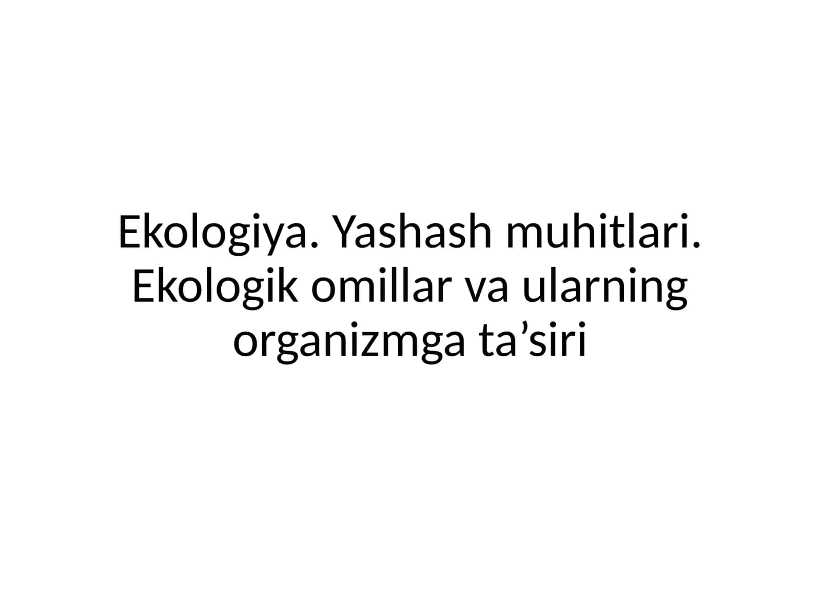 Ekologiya