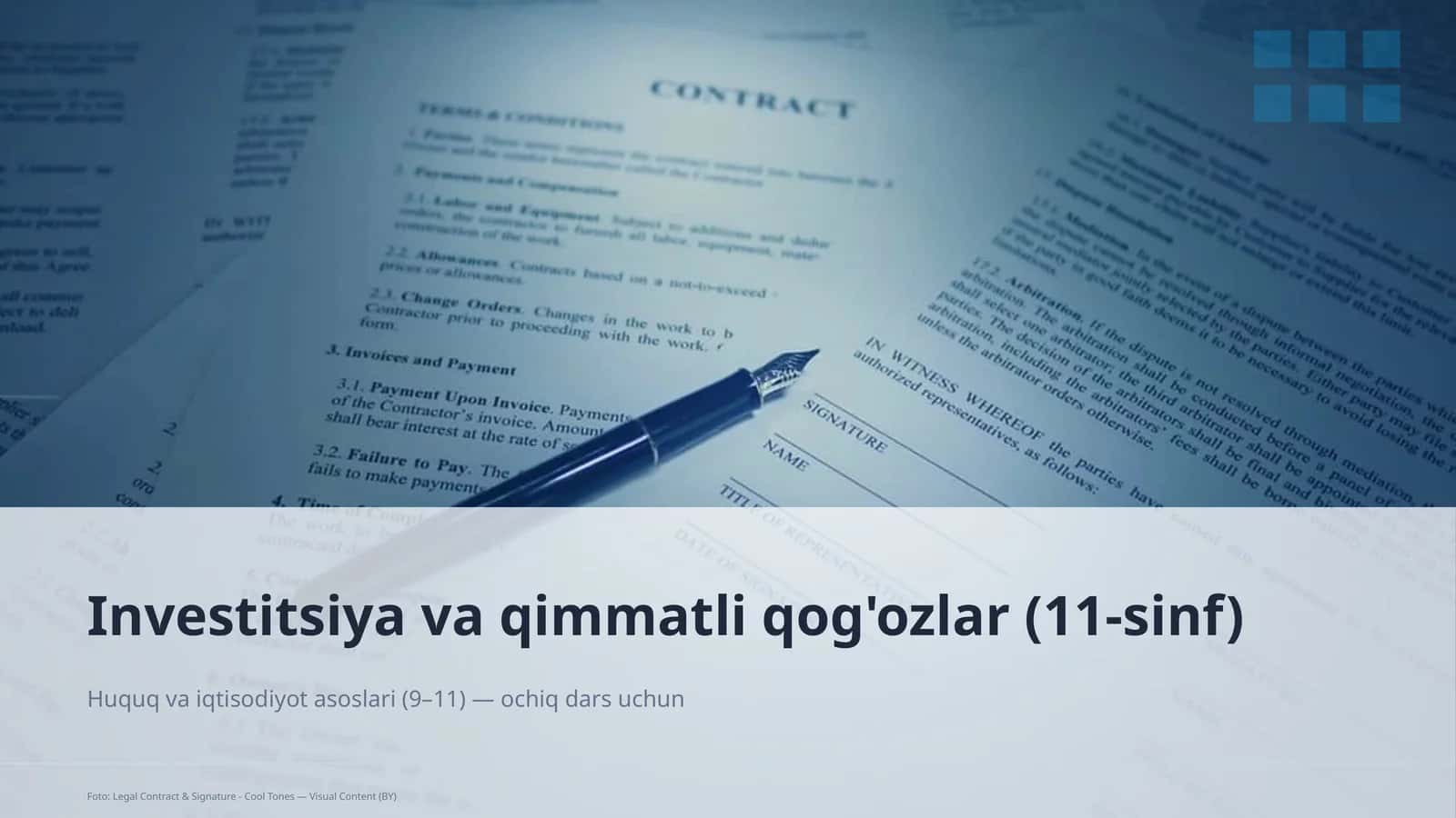Investitsiya va qimmatli qog'ozlar (11-sinf)