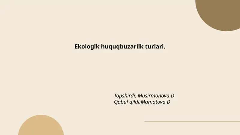 Ekologik huquqbuzarlik turlari
