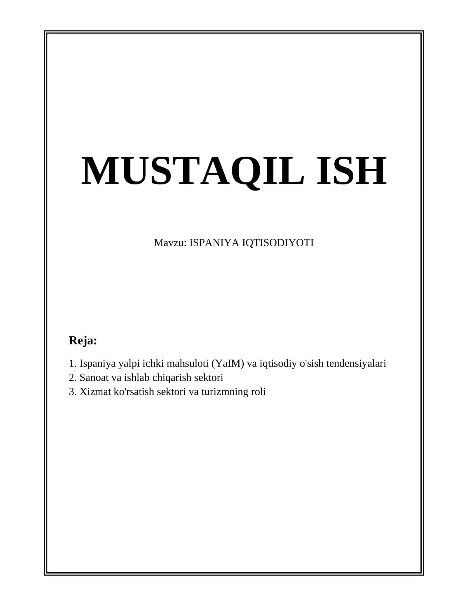 ISPANIYA IQTISODIYOTI
