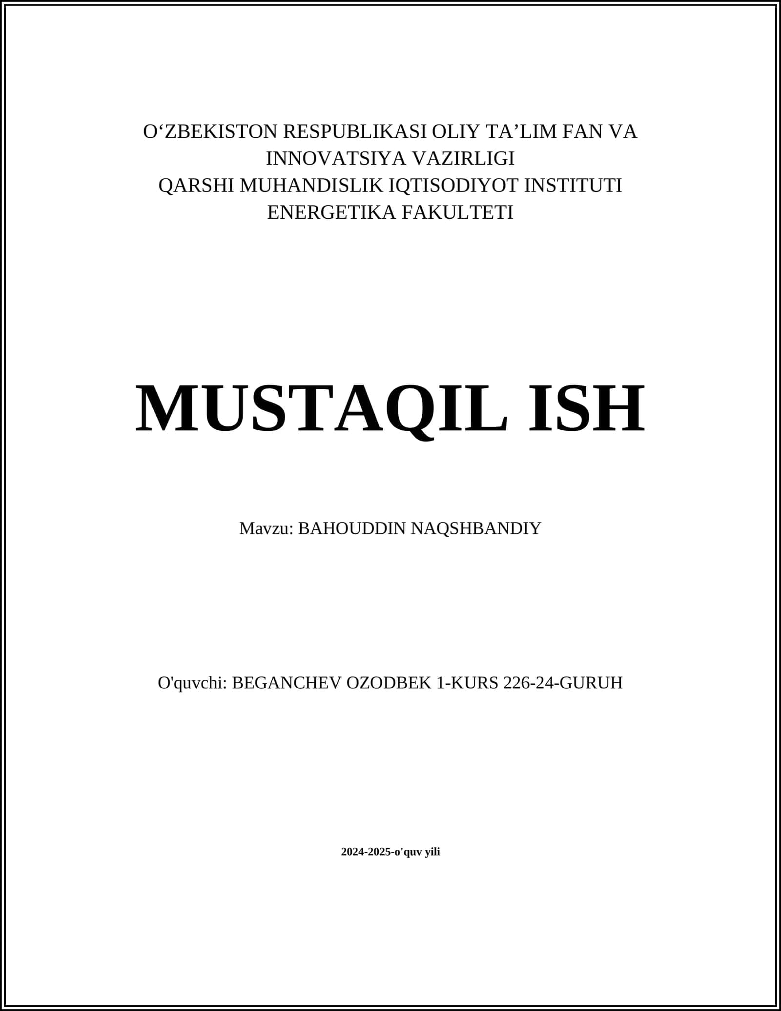 BAHOUDDIN NAQSHBANDIY