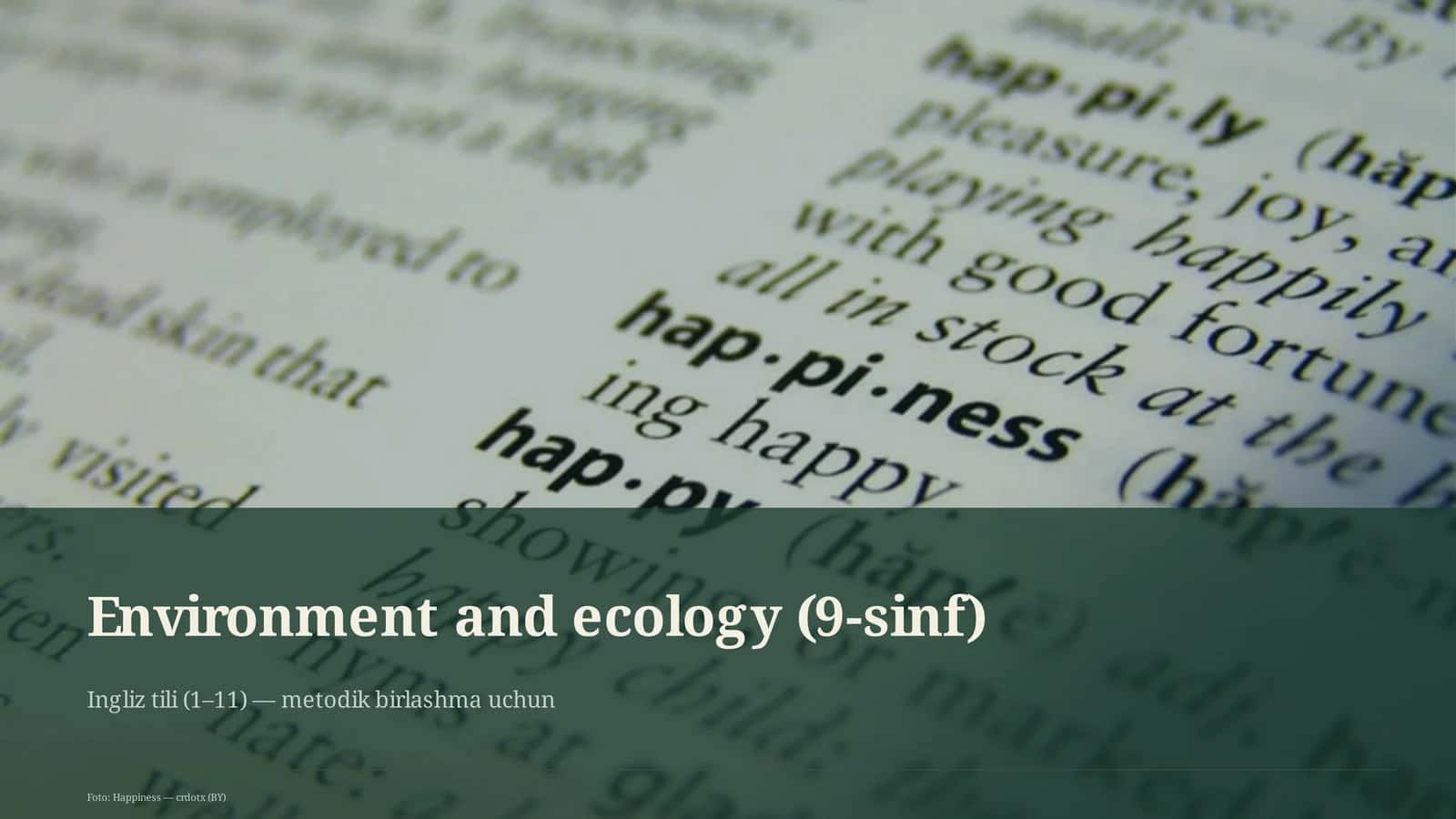 Environment and ecology (9-sinf)