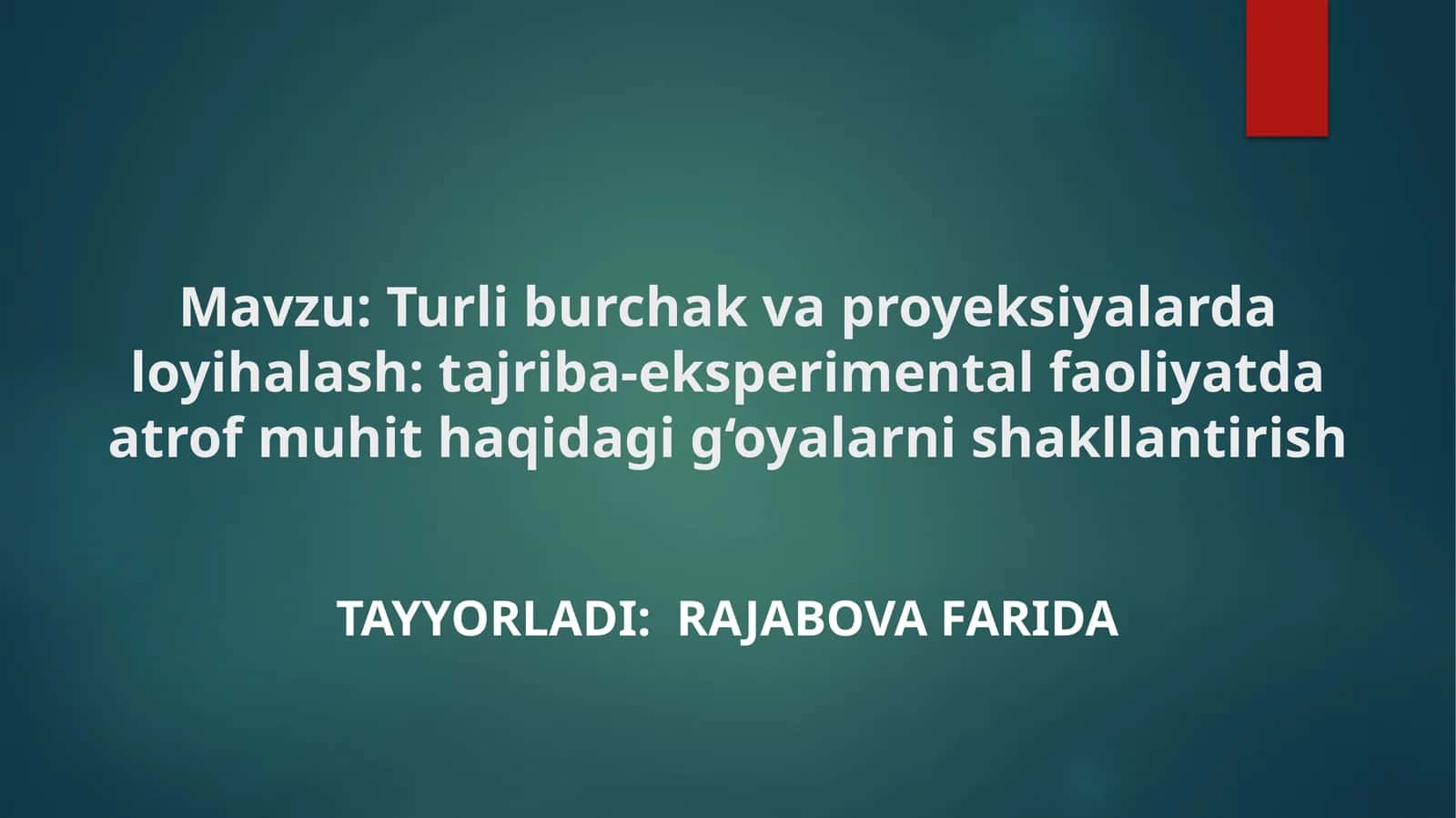 Turli burchak va proyeksiyalarda loyihalash
