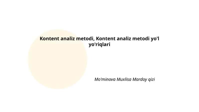 Kontent analiz metodi