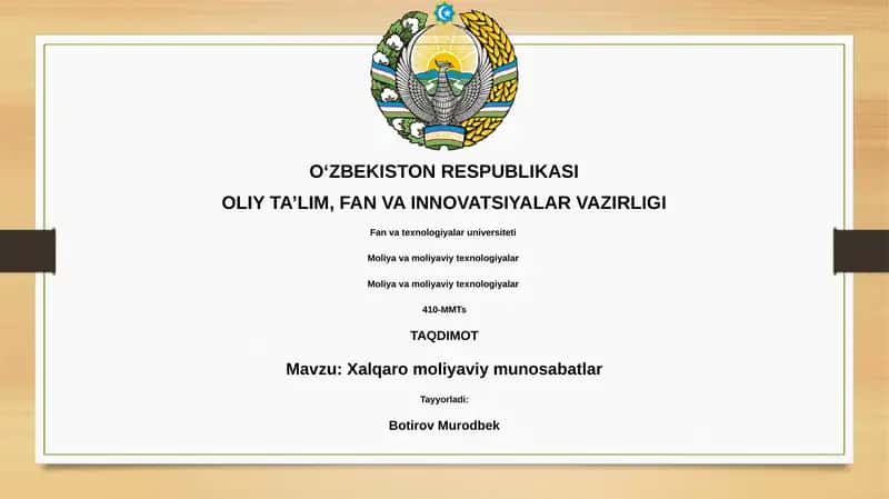 Xalqaro moliyaviy munosabatlar