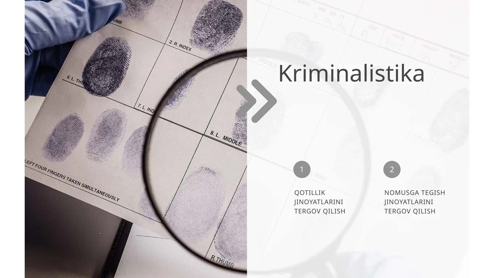 Kriminalistika. qotillik jinoyatini tergov qilish