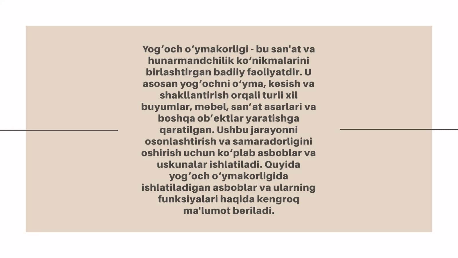 Yog‘och O‘ymakorligi Asboblari