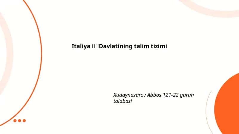 Italiya 🇮🇹Davlatining talim tizimi