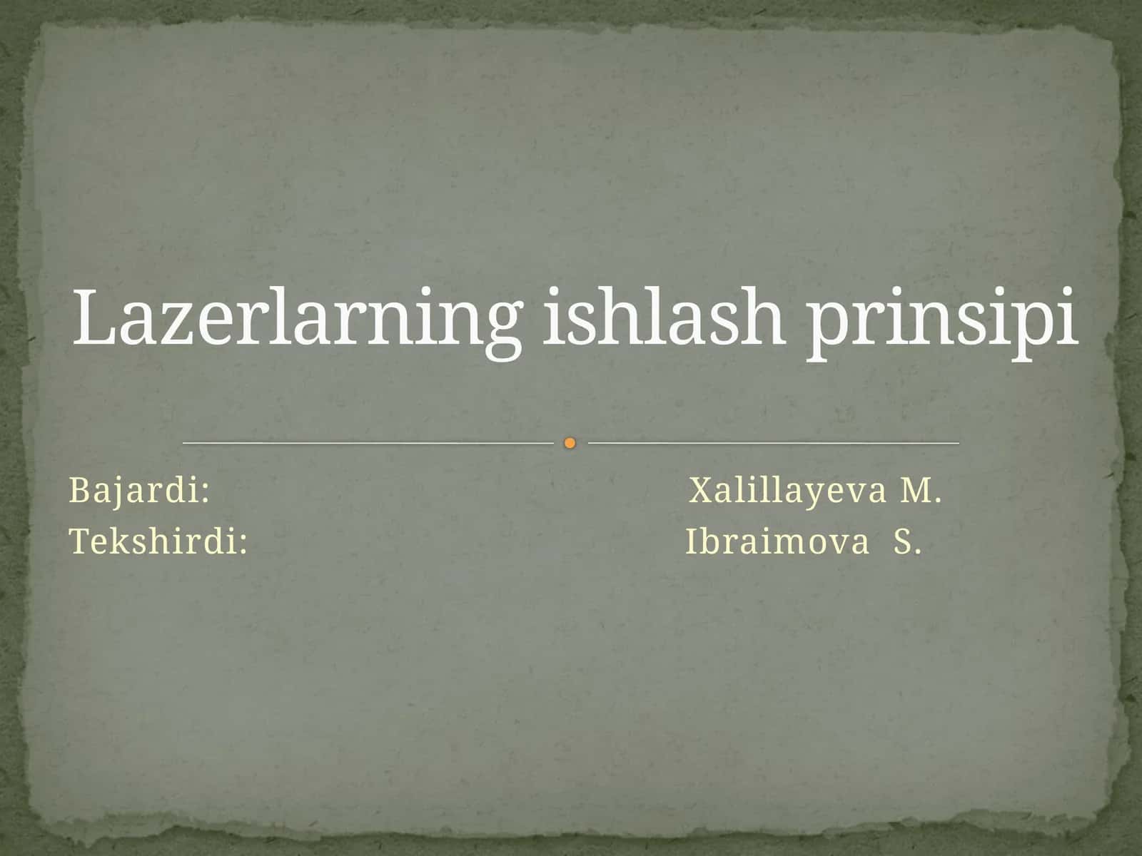 Lazerlarning ishlanish prinsipi