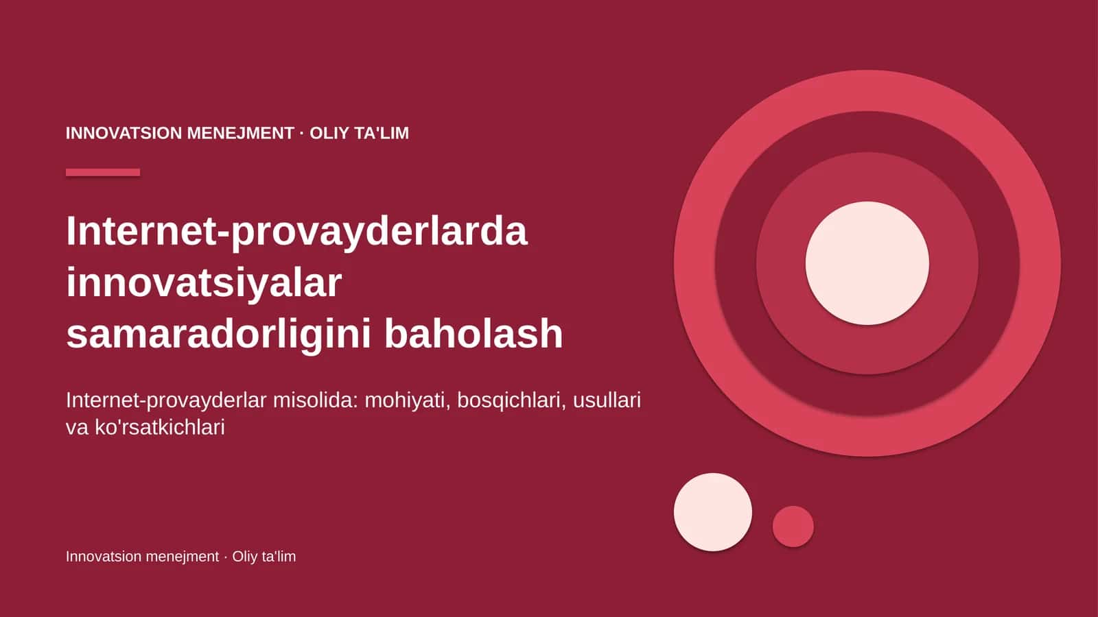 Internet-provayderlarda innovatsiyalar samaradorligini baholash