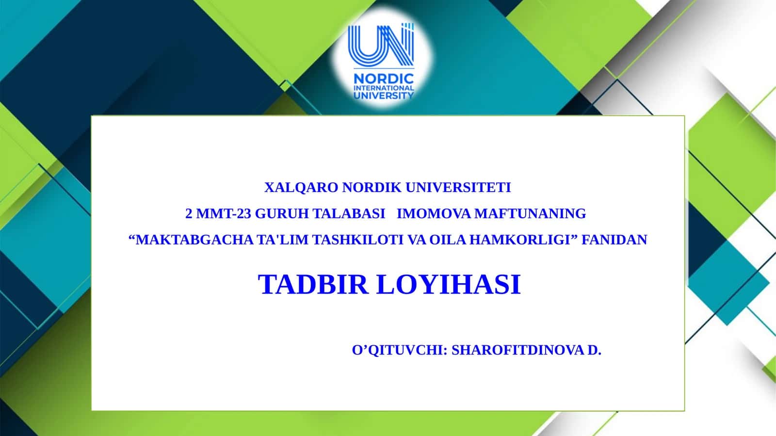 MAKTABGACHA TA'LIM TASHKILOTI VA OILA HAMKORLIGI