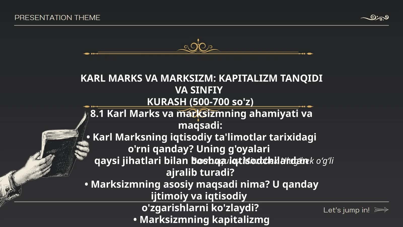 KARL MARKS VA MARKSIZM: KAPITALIZM TANQIDI VA SINFIY