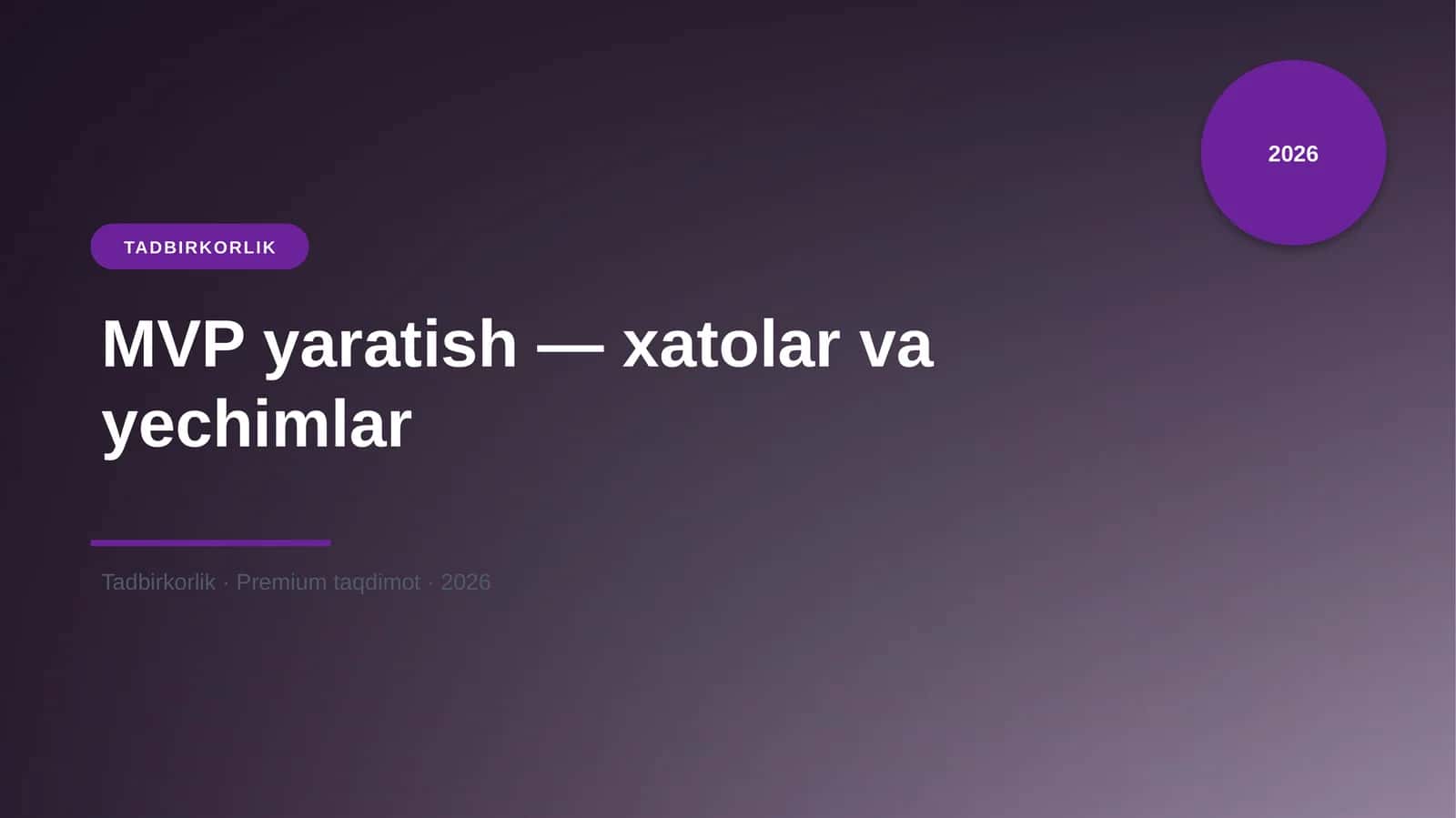 MVP yaratish — xatolar va yechimlar