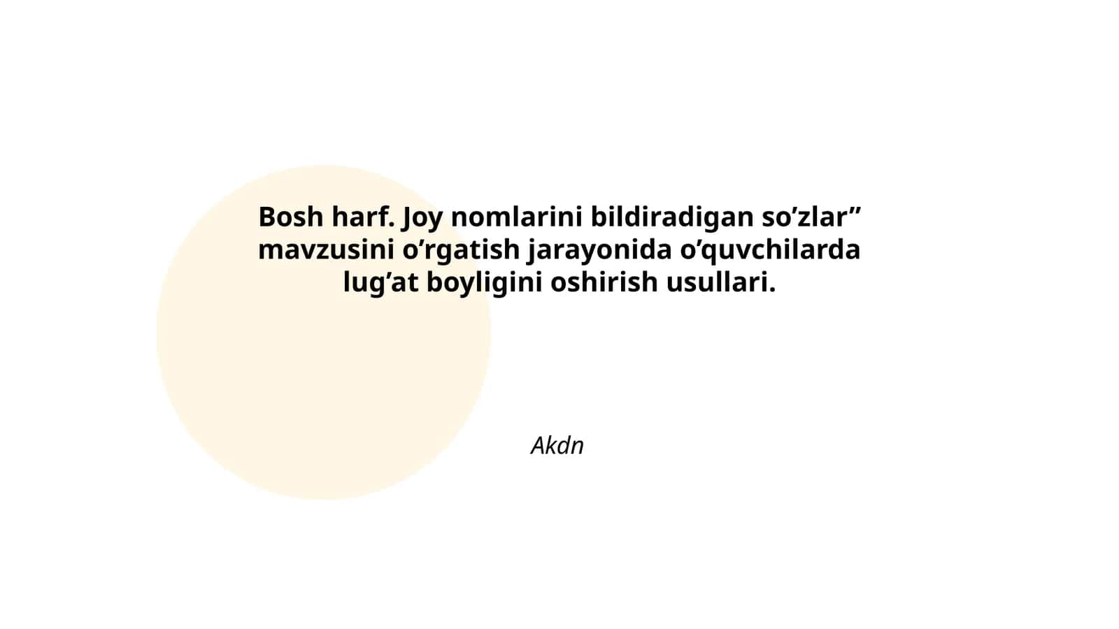 Bosh harf. Joy nomlarini bildiradigan so’zlar