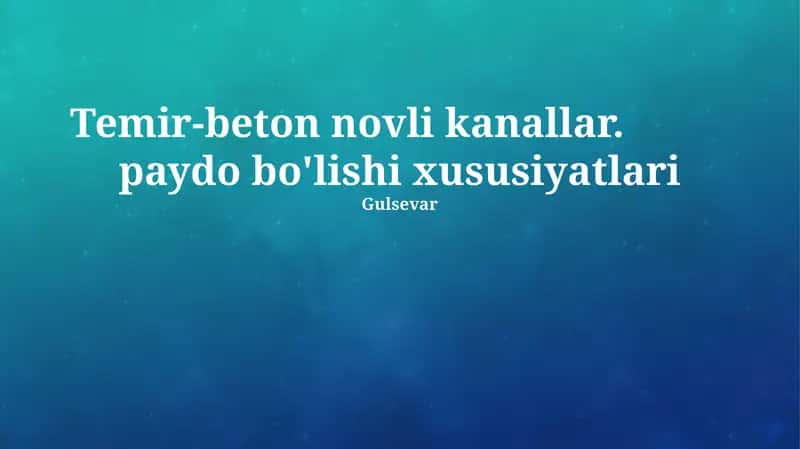 Temir-beton novli kanallar