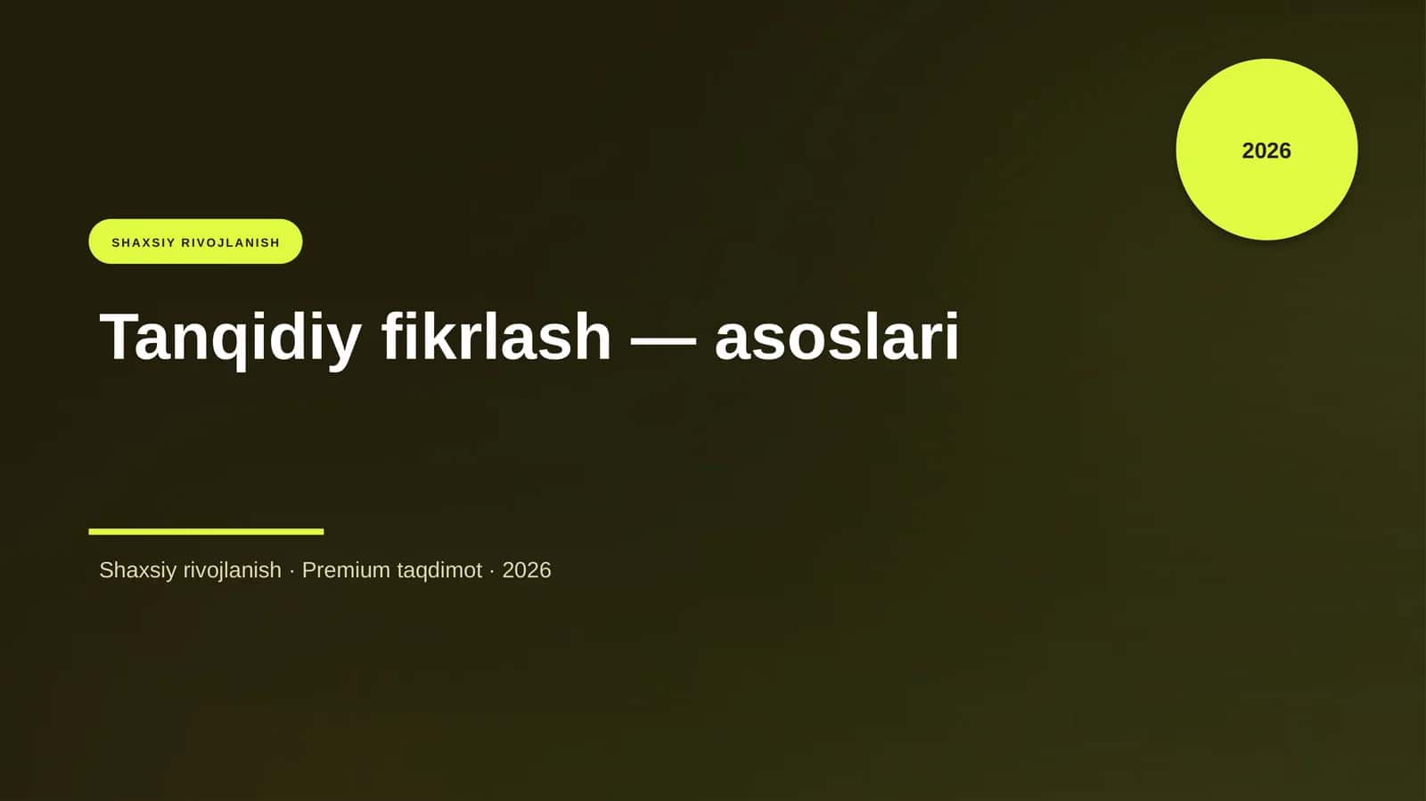 Tanqidiy fikrlash — asoslari