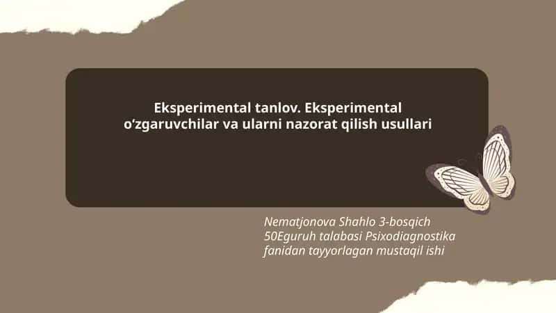 Psixodiagnostika fanidan tayyorlagan mustaqil ishi