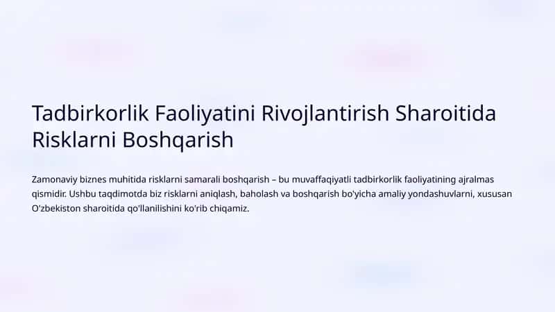 Risklarni Boshqarish