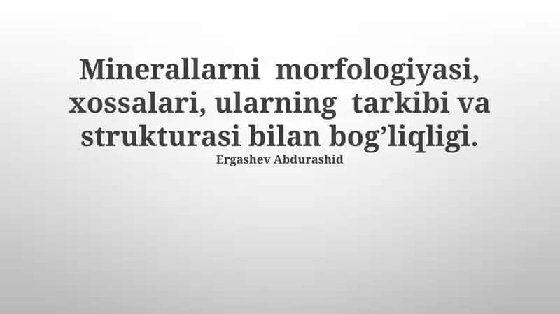 Minerallarni morfologiyasi