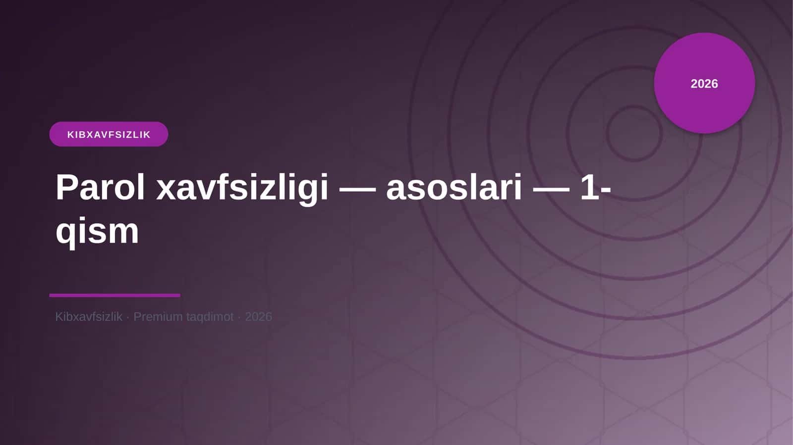 Parol xavfsizligi — asoslari — 1-qism
