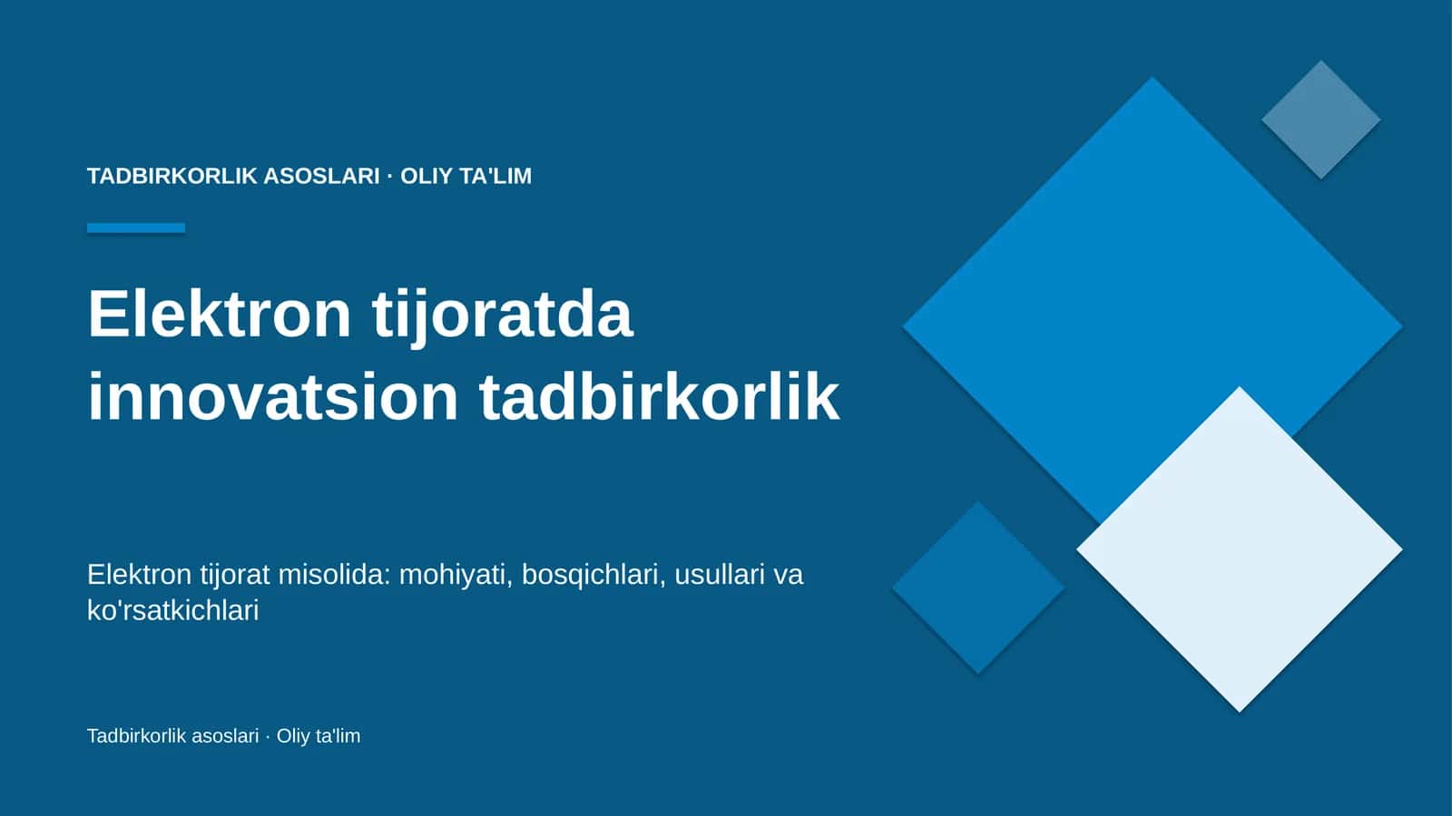 Elektron tijoratda innovatsion tadbirkorlik